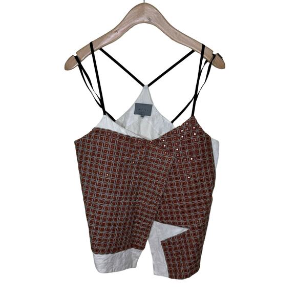 MAIYET Embellished Cotton Blend Cut Out Top Size 36 - Picture 2 of 12